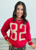 Red Number 82 Pullover Sweater (Reg. and Plus)