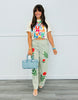 Striped Floral Embroidered Pants (Reg. and Plus) - 2 Colors