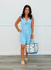 Light Blue Pleated Front Tie Romper (Reg.)