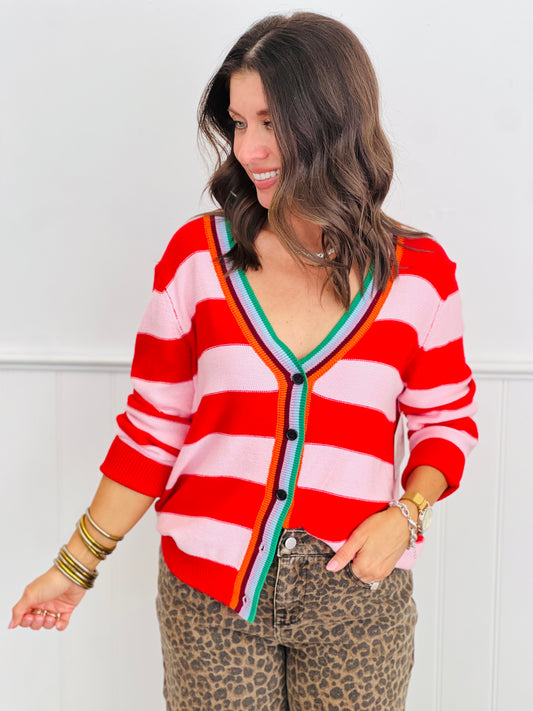 Red/Pink Bold Stripe Sweater (Reg.)