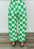 Kelly Green Checkered Print Barrel Pants (Reg. and Plus)