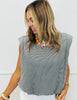 Striped Shoulder Pad Top (Reg & Plus)- 2 Colors