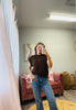Brown Knit Crewneck Sweater (Reg. and Plus)