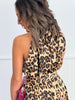 Satin Belted Leopard Dress (Reg)