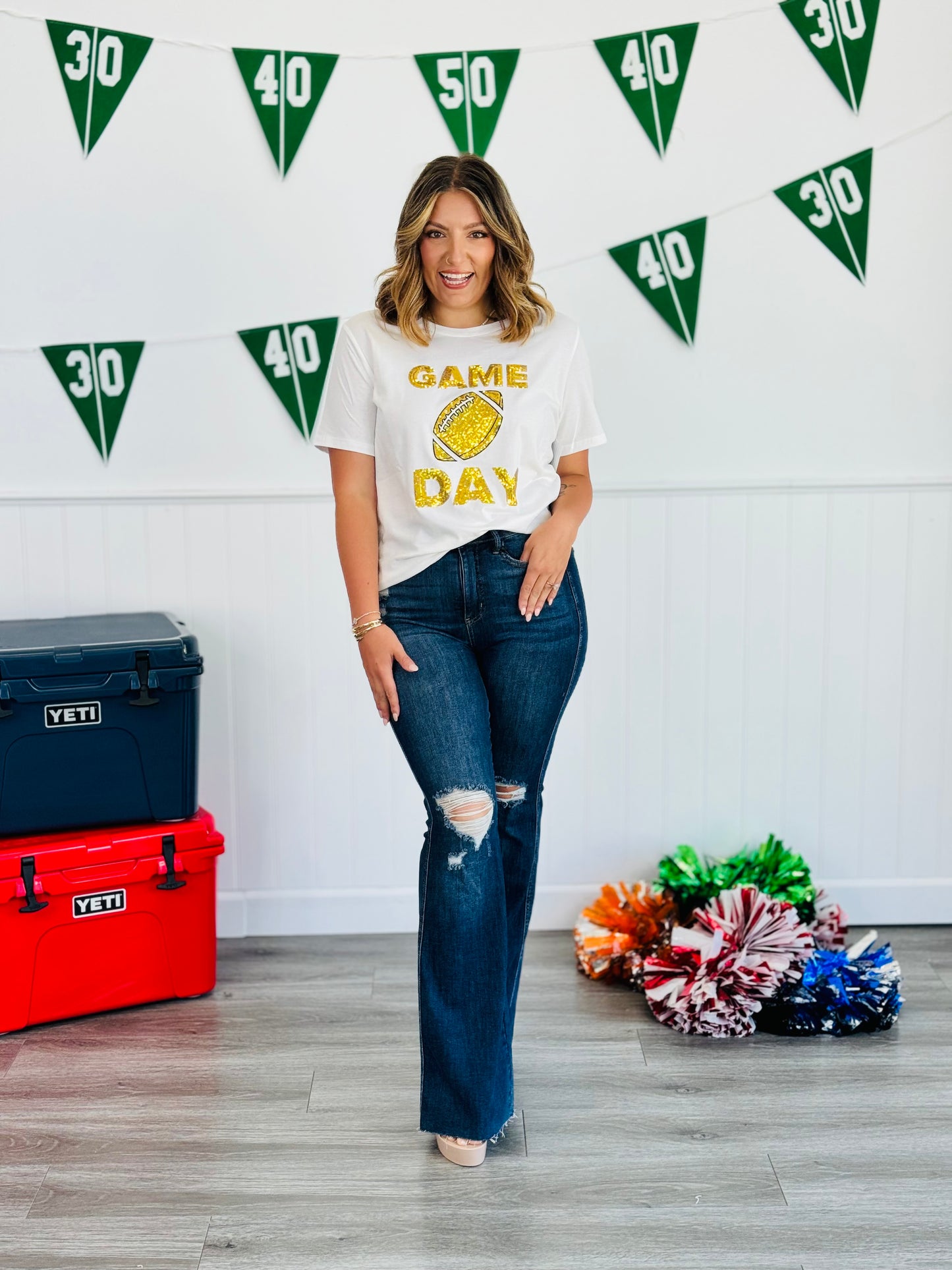 Sequin Game Day Football Top (Reg. and Plus) - 5 Colors