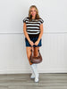 Brown/Light Blue Stripe Sleeveless Sweater Top (Reg.)