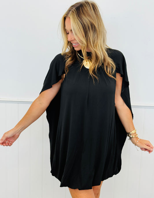 Black Sleeveless Bubble Hem Mini Dress (Reg.)