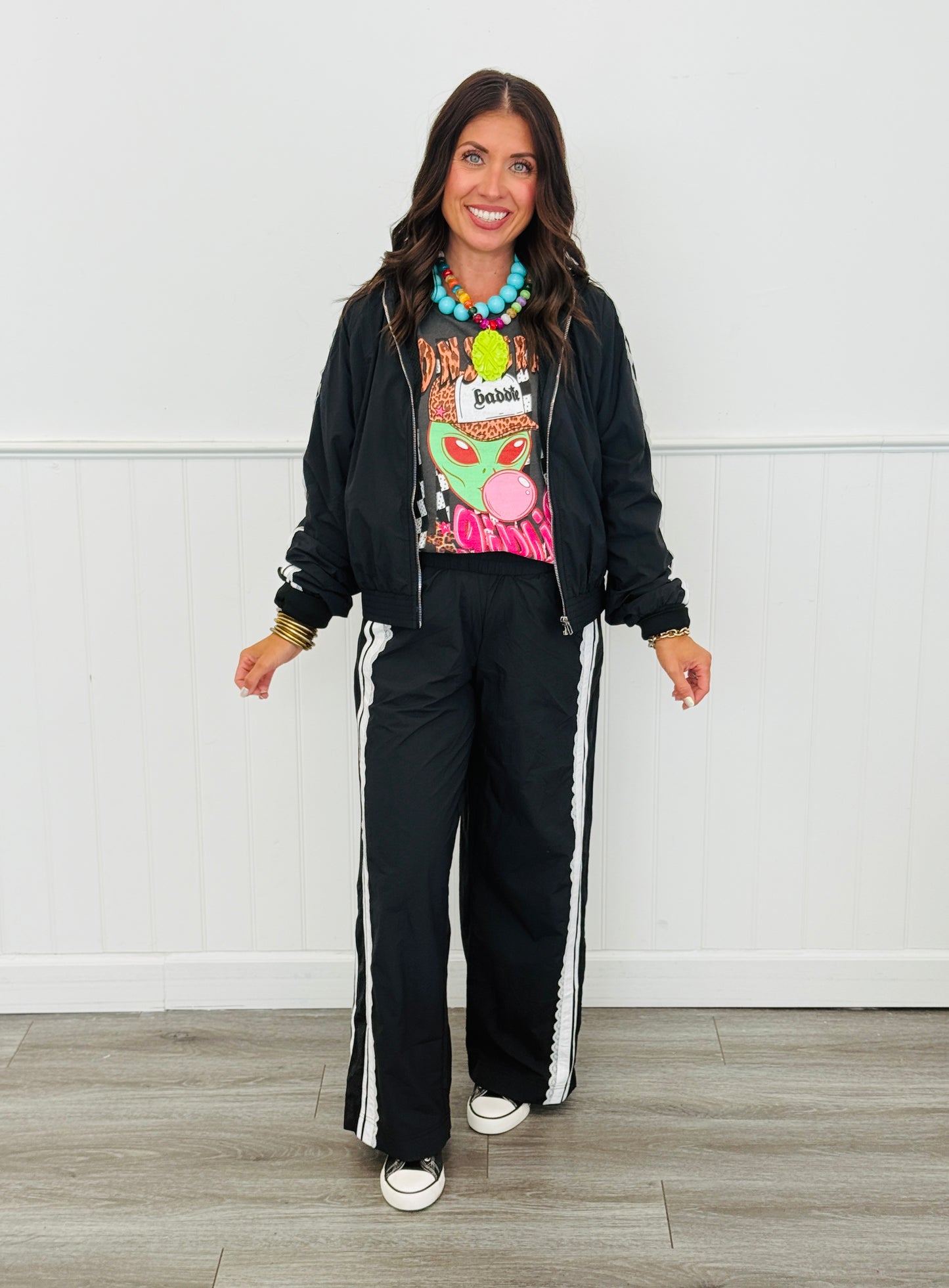 Black Side Stripe Track Pants (Reg.)