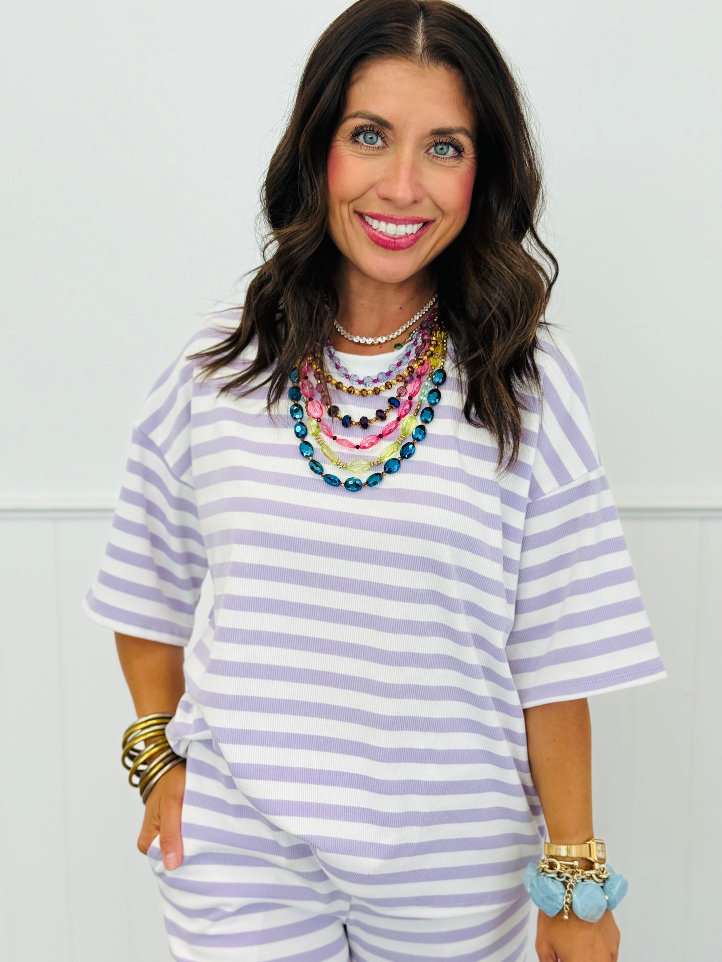 Short Sleeve Striped Top (Reg & Plus)-5 Colors