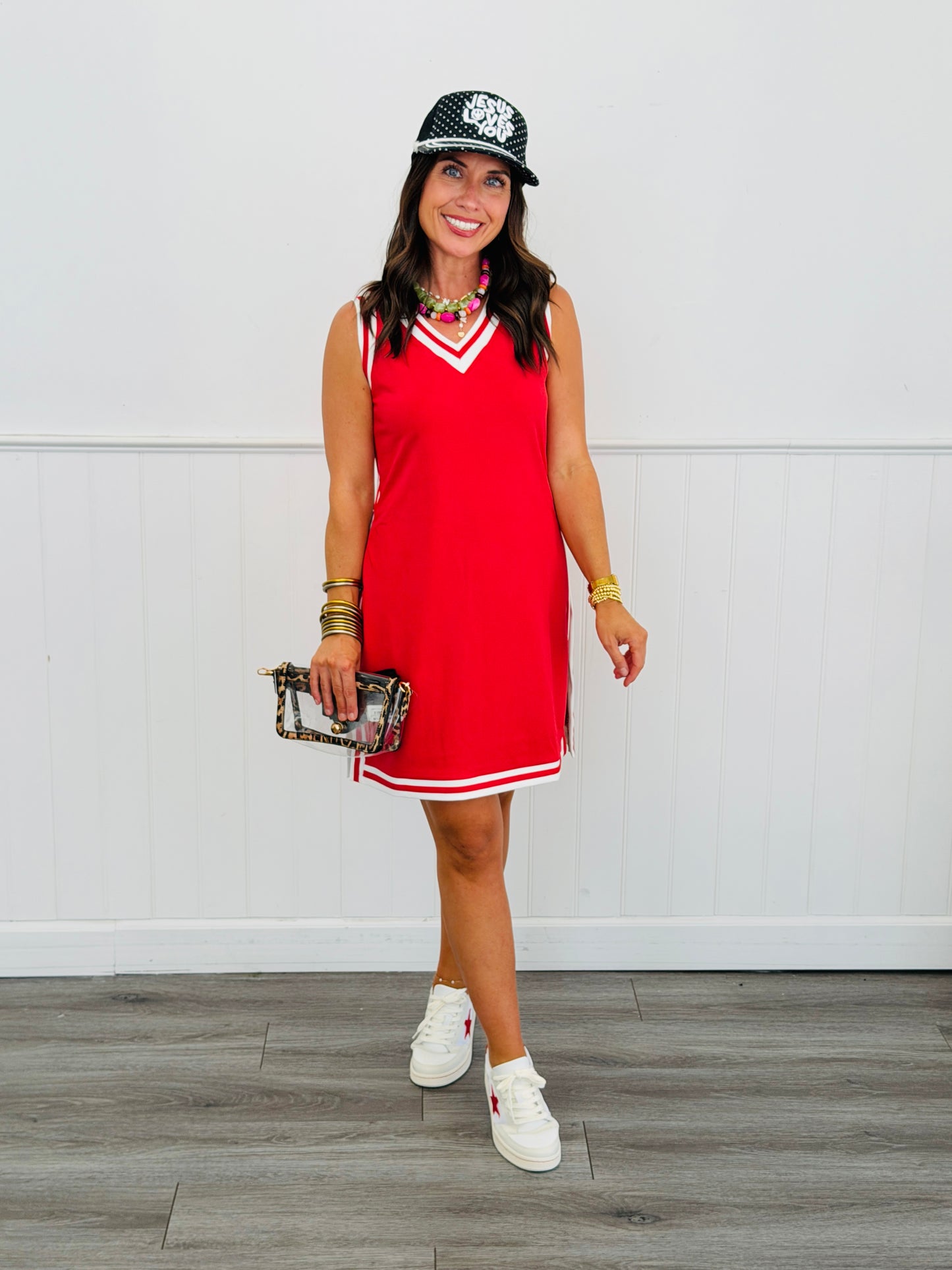 Red Sideline Tunic Biker Set (Reg. and Plus)