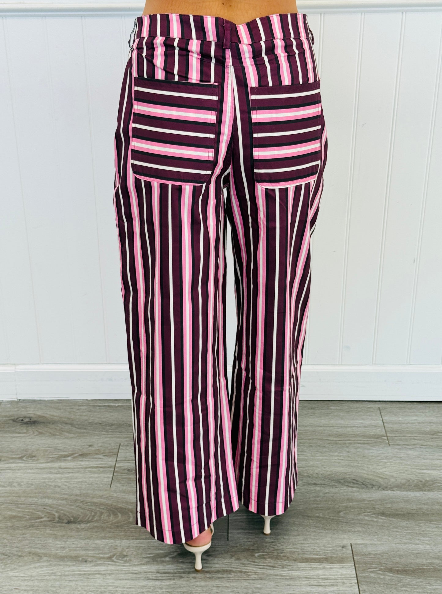 Burgundy/Pink Stripe Wide Leg Pants (Reg.)