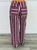Burgundy/Pink Stripe Wide Leg Pants (Reg.)