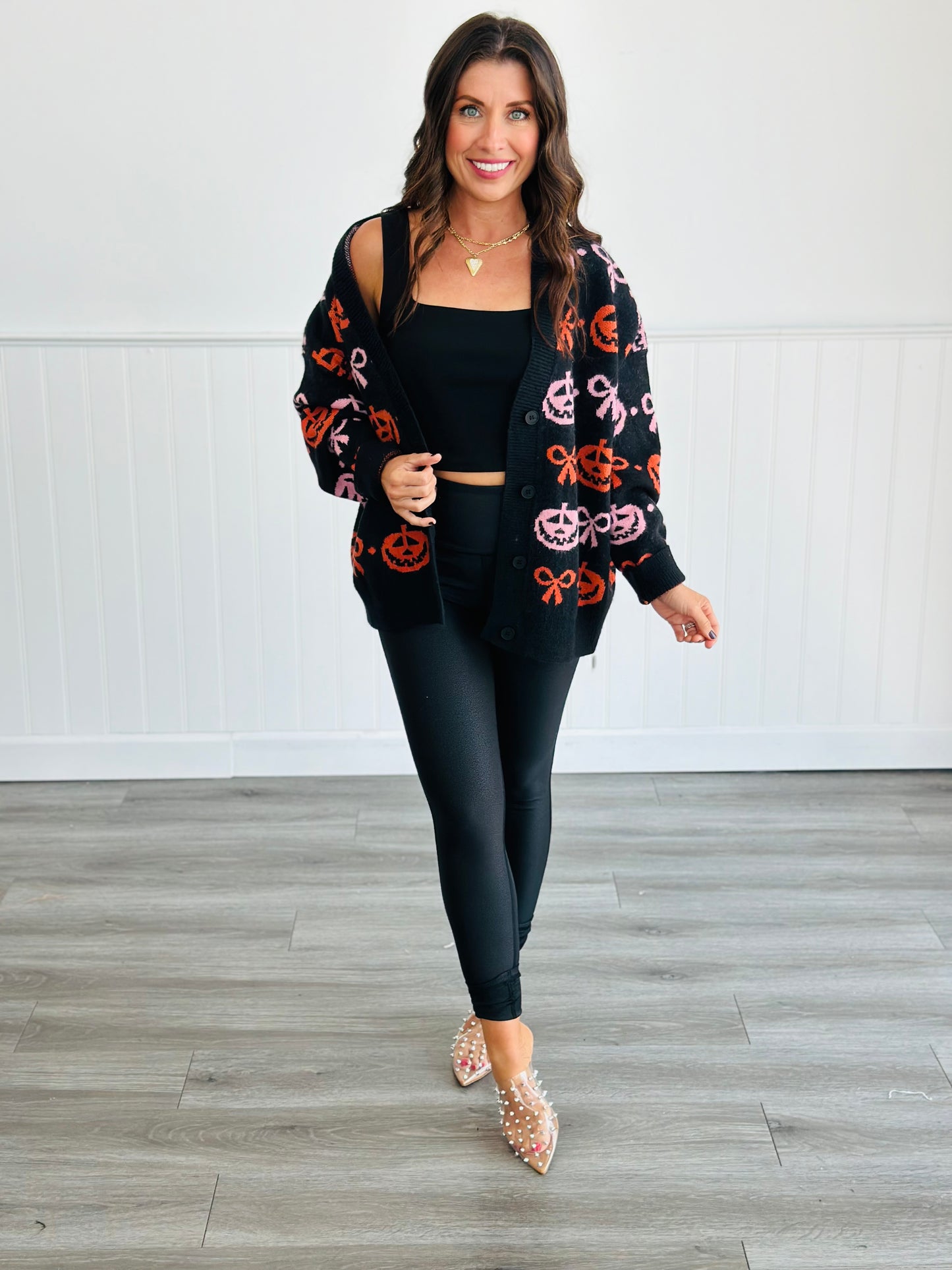 Black Halloween Pumpkin & Bows Cardigan (Reg.)