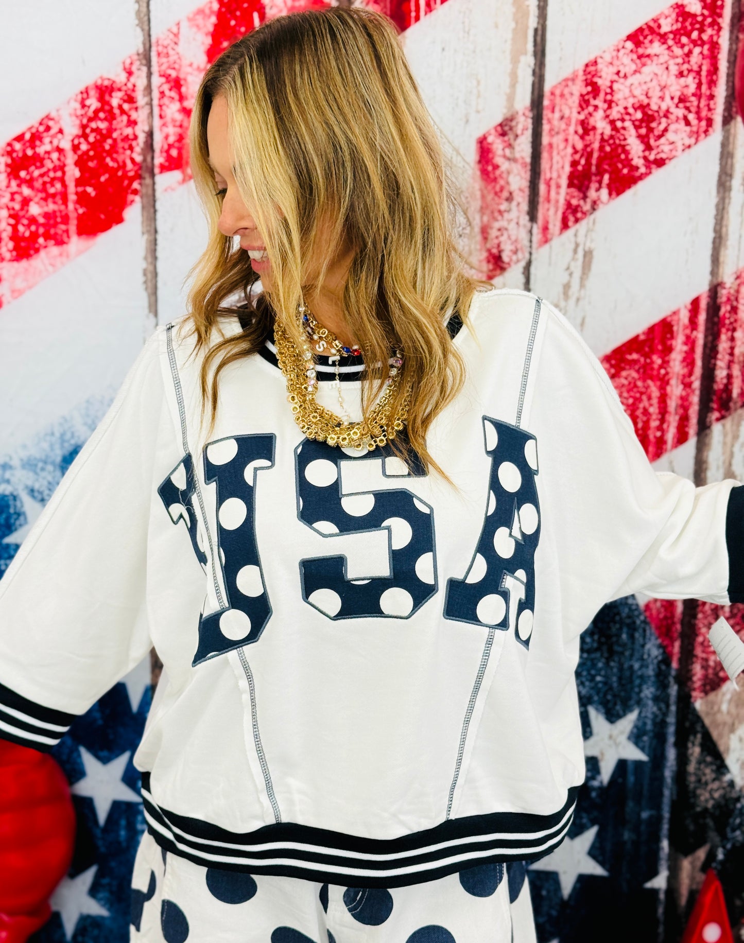 Navy/Ivory USA Oversized Sweatshirt  (Reg.)