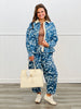 Blue Denim Floral Cropped Barrel Pants (Reg.)
