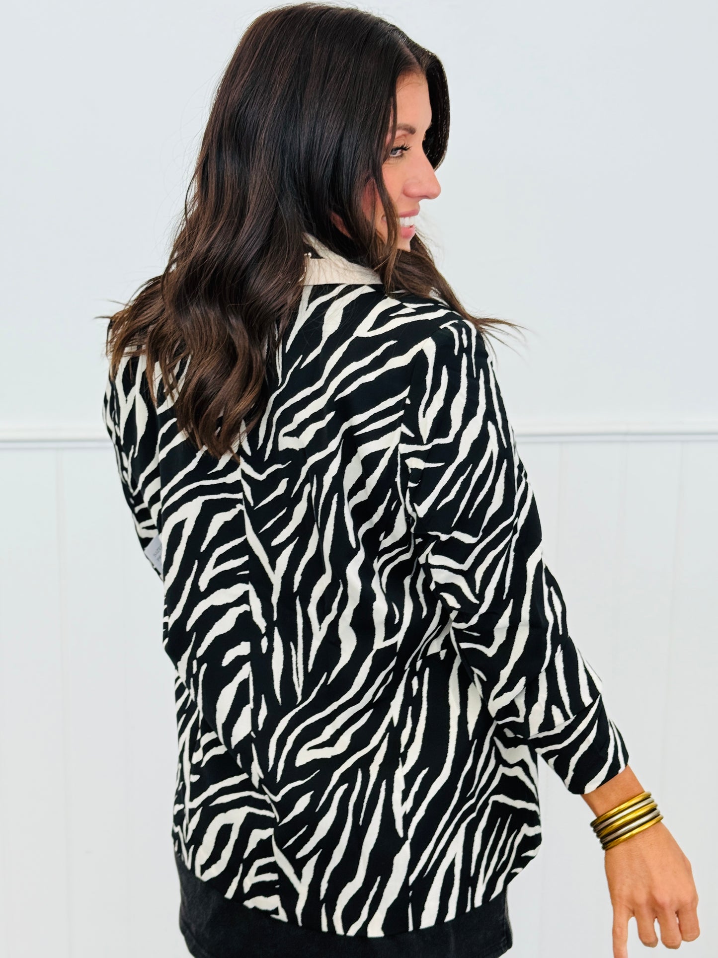 Black Zebra Printed Blazer (Reg. and Plus)