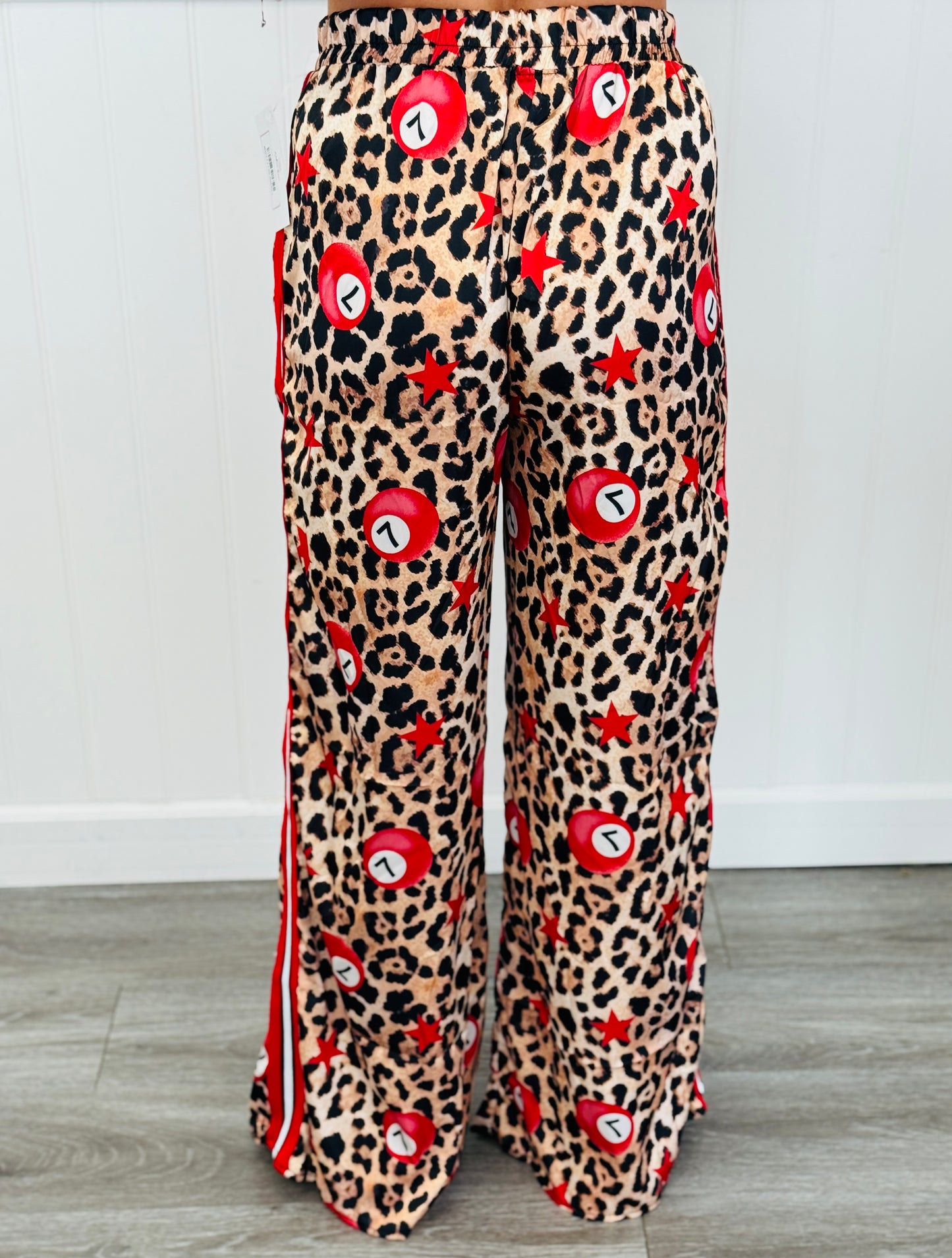 Leopard Number 7 Ball Side Stripe Pants (Reg. and Plus)