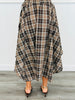 Brown Plaid Handkerchief Hem Midi Skirt (Reg.)