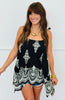 Black/White Printed Tie Straps Blouse (Reg. and Plus)