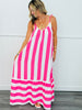 Pink & White Vertical Stripe Maxi Dress (Reg. & Plus)