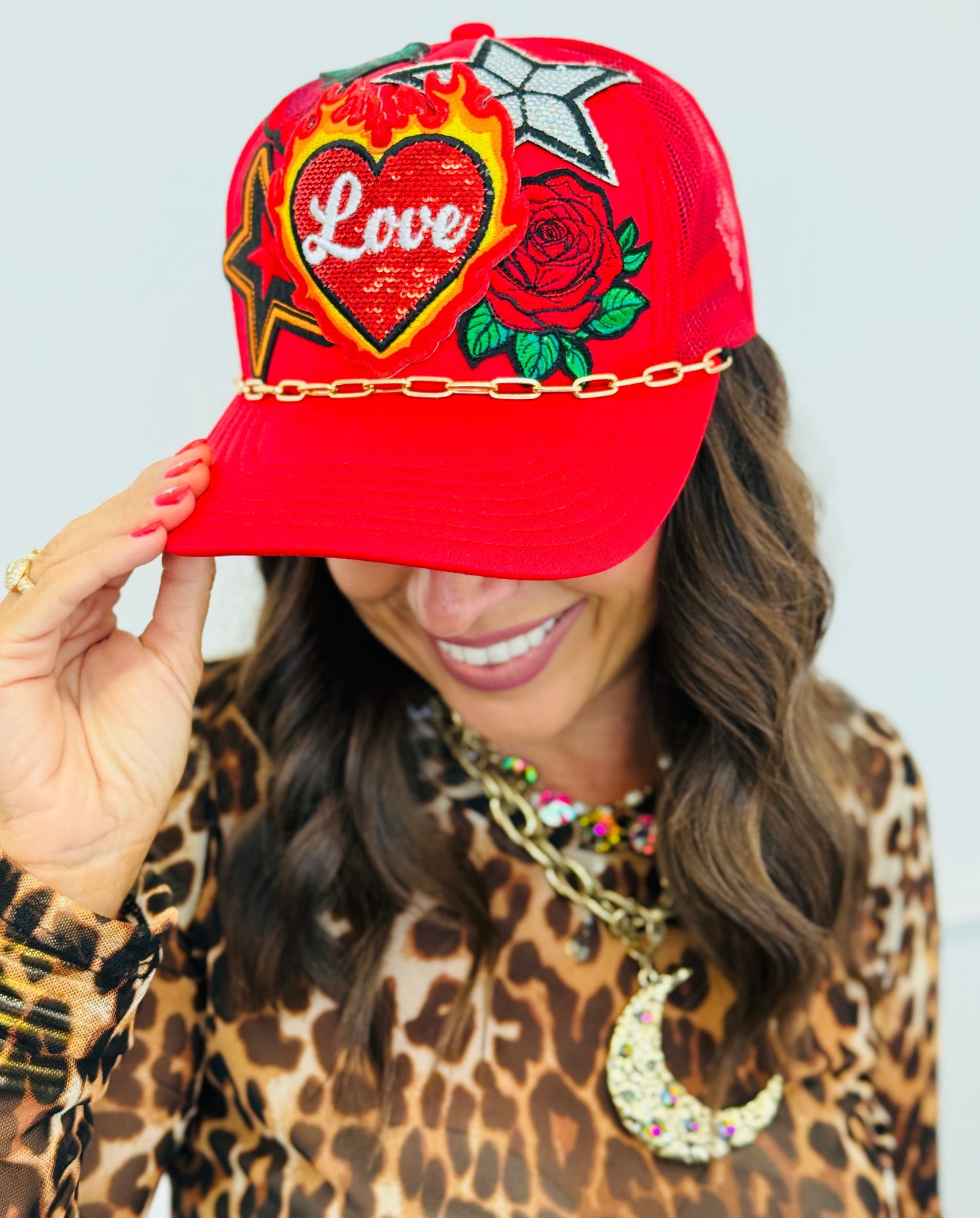 Burning Love Trucker Hat with Chain