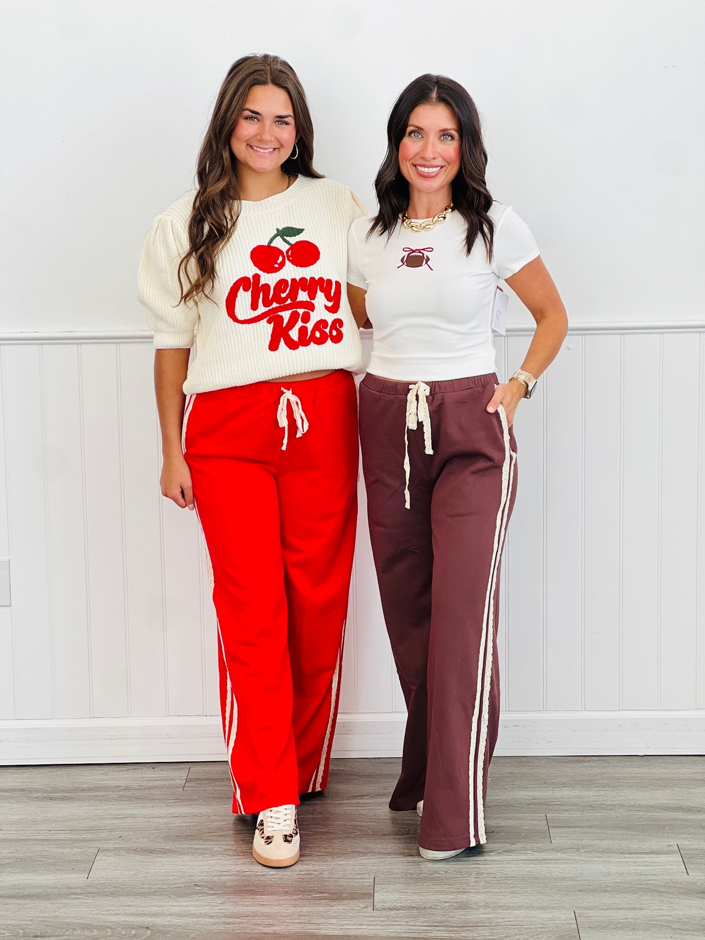 Lace Side Stripe Terry Sweatpants (Reg.)-2 Colors