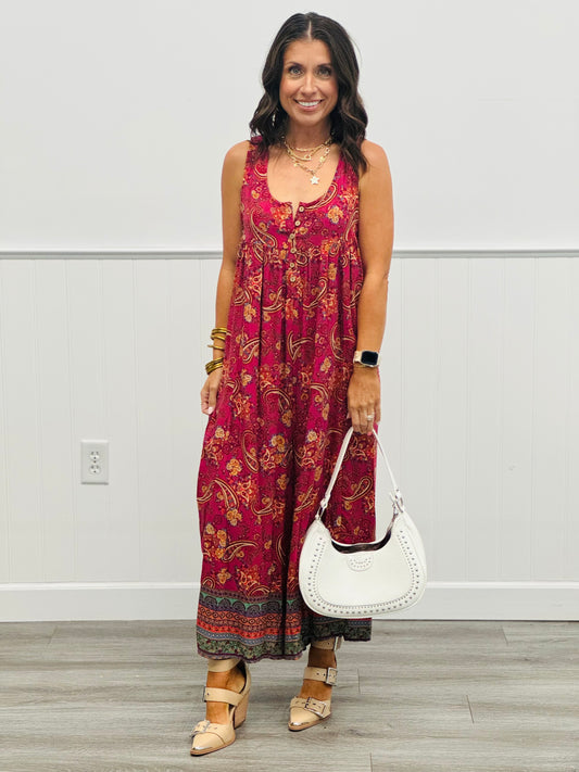 Magenta Challis Jumpsuit (Reg. and Plus)
