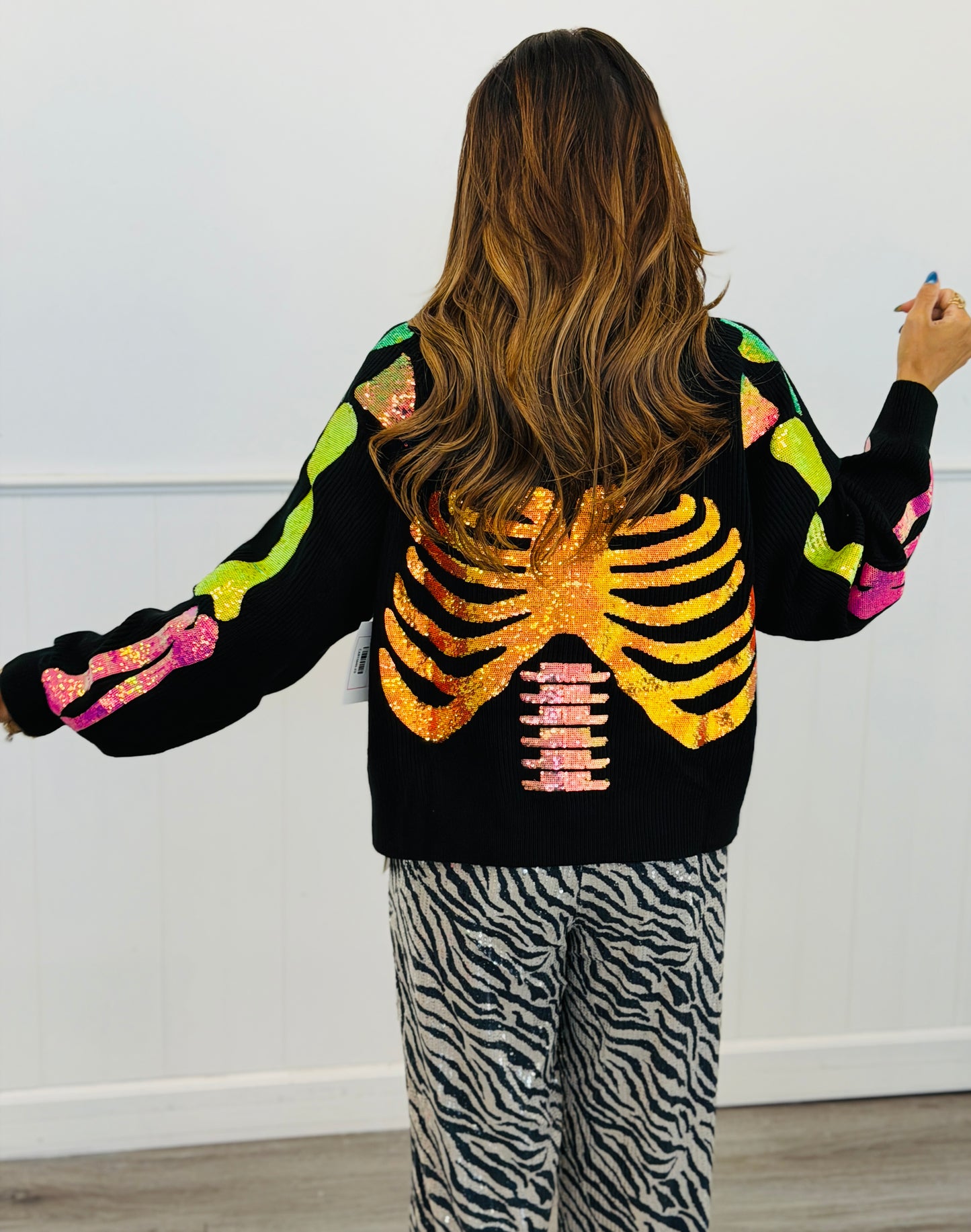 Queen Of Sparkles Black Multi Sequin Skeleton Cardigan (Reg. and Plus)