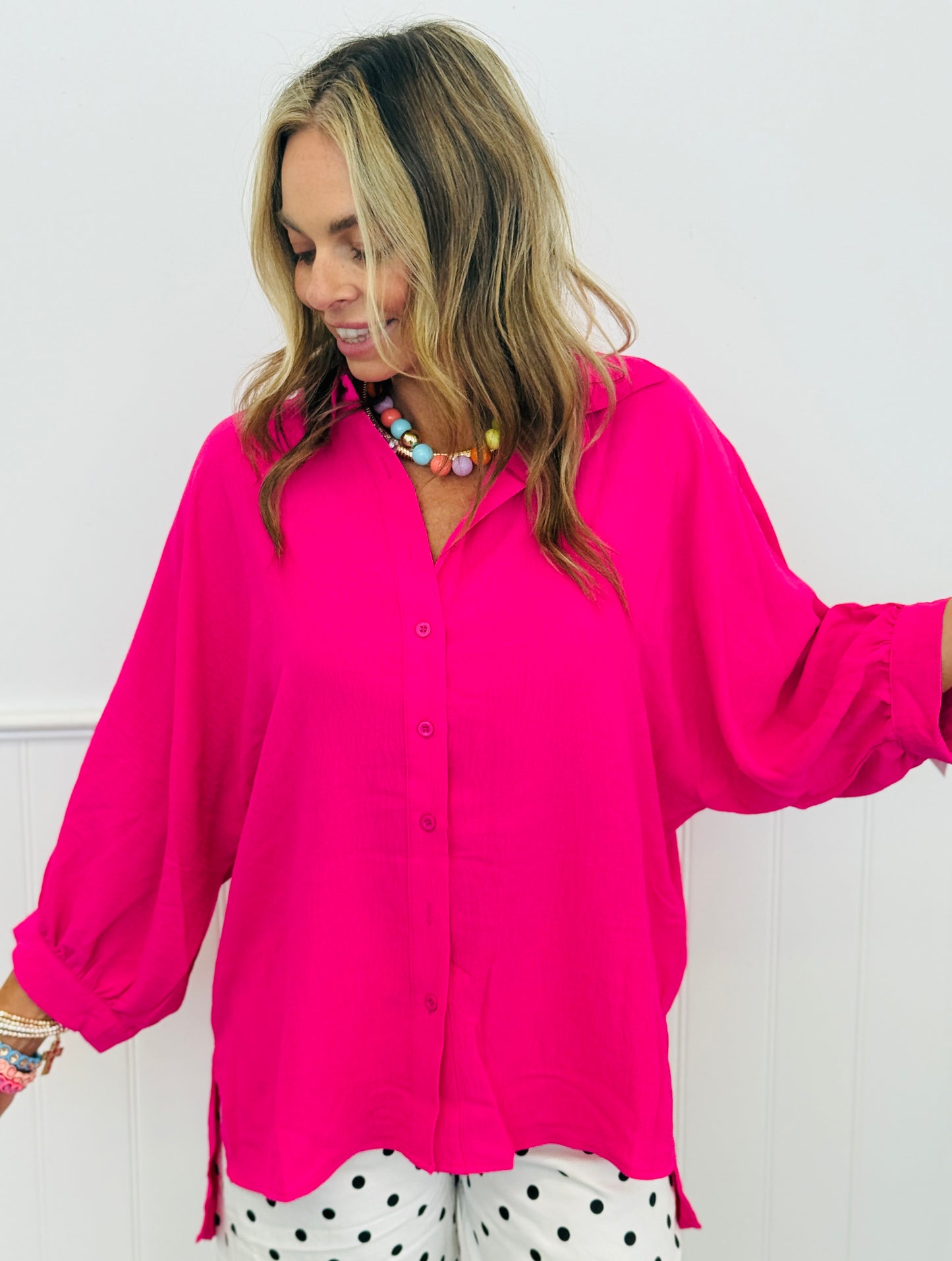 Pink Sloane Button Up Top (Reg. and Plus)
