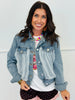 Denim Rhinestone Panel Mesh Jacket (Reg. and Plus)