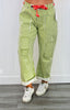 Lime Striped Twill Barrel Pants (Reg & Plus.)