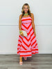 Orange/Pink Chevron Stripe Midi Dress (Reg.)