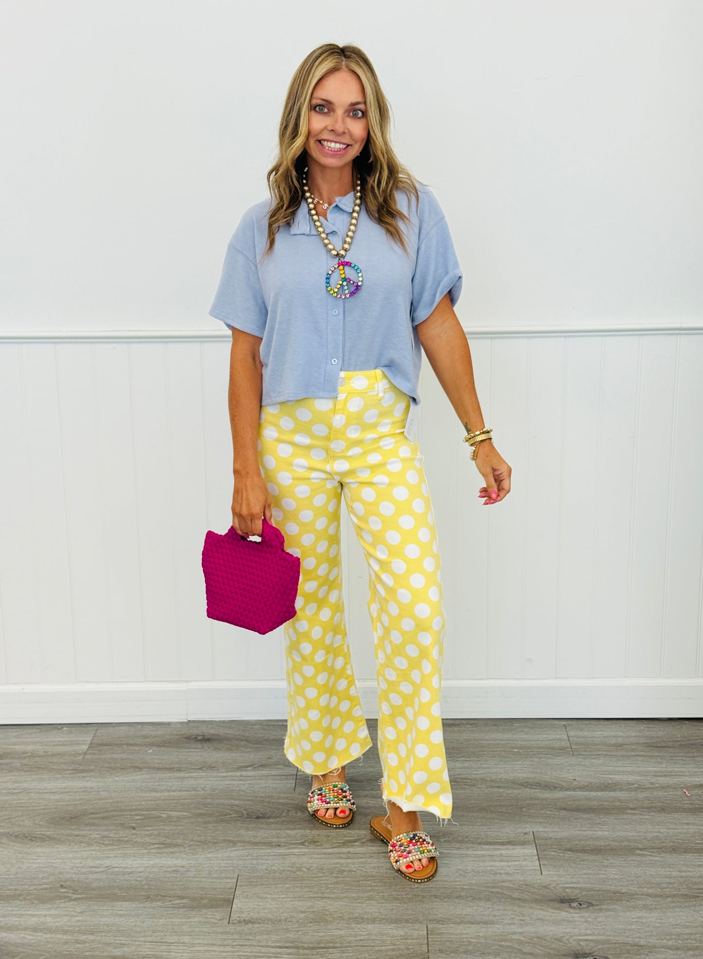 Crew Neck Button Up Boxy Shirt (Reg.) - 3 Colors