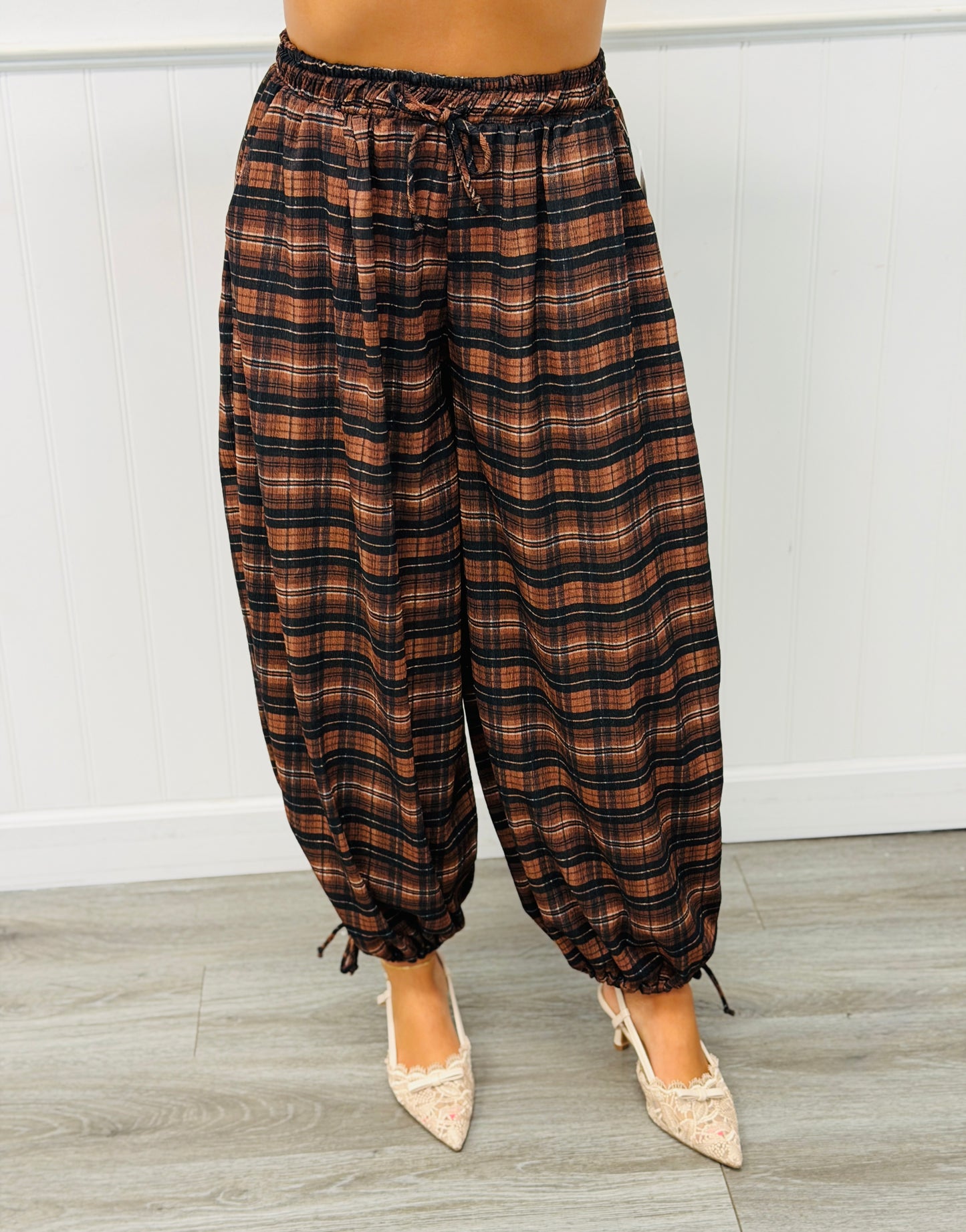 Brown Plaid Balloon Pants (Reg & Plus)