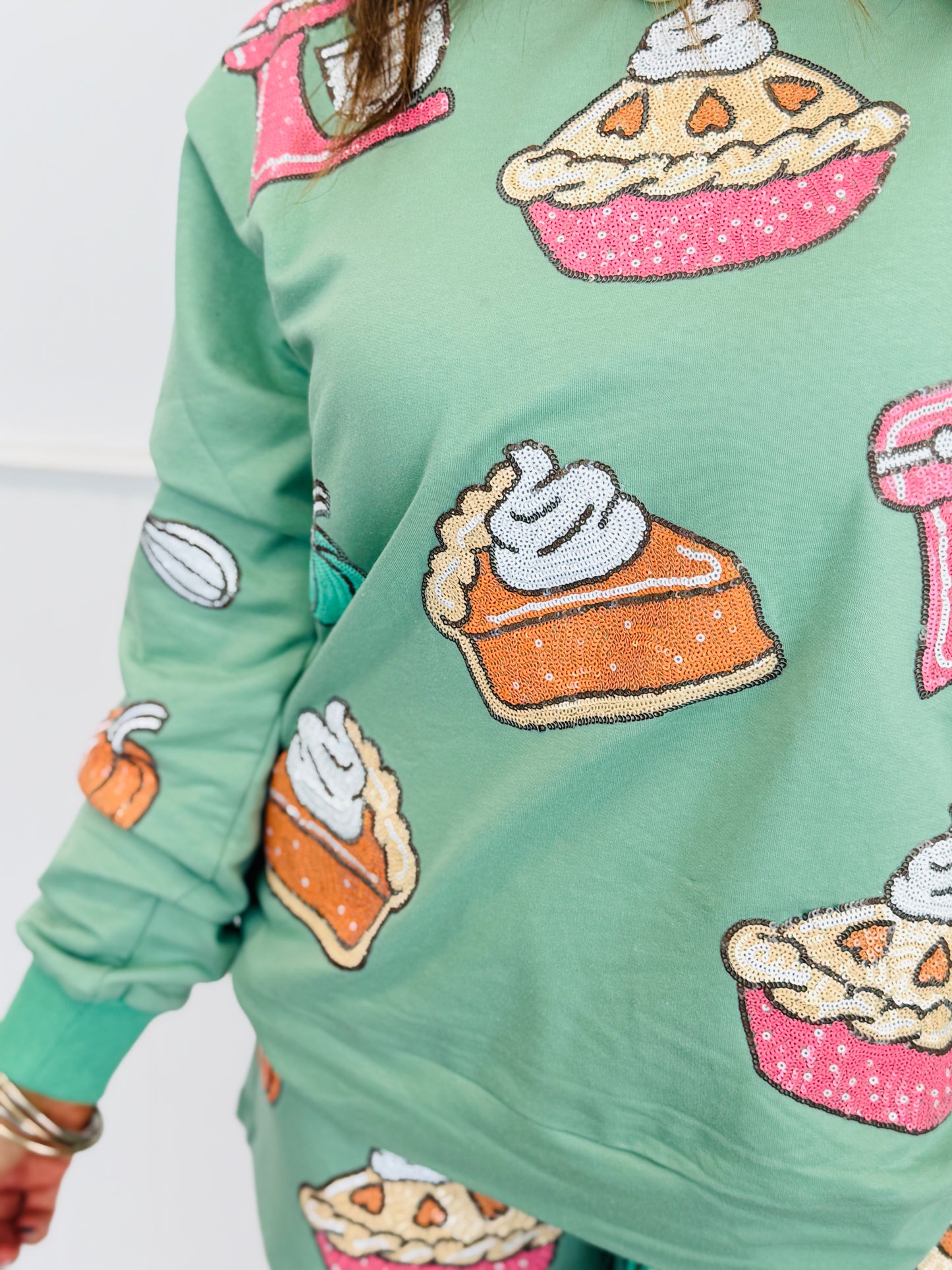 Piece Of Pie Sequin Sweatshirt (Reg. and Plus)