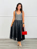Black Sparkly Mesh Layer Midi Skirt (Reg. and Plus)