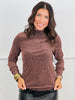 Bronze Glitter Mock Neck Top (Reg.)