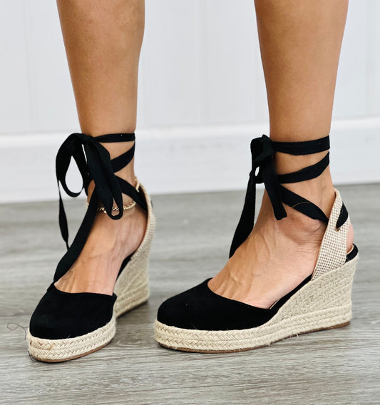 Black Lift You Up Wedge Sandals
