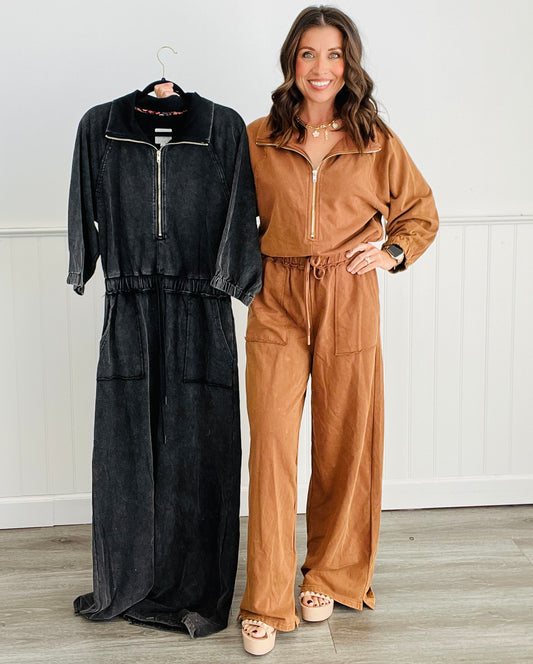 Straight Leg Washed Jumpsuit (Reg.)- 2 Colors