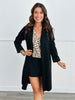 Suede Open Front Duster Coat (Reg)-2 Colors