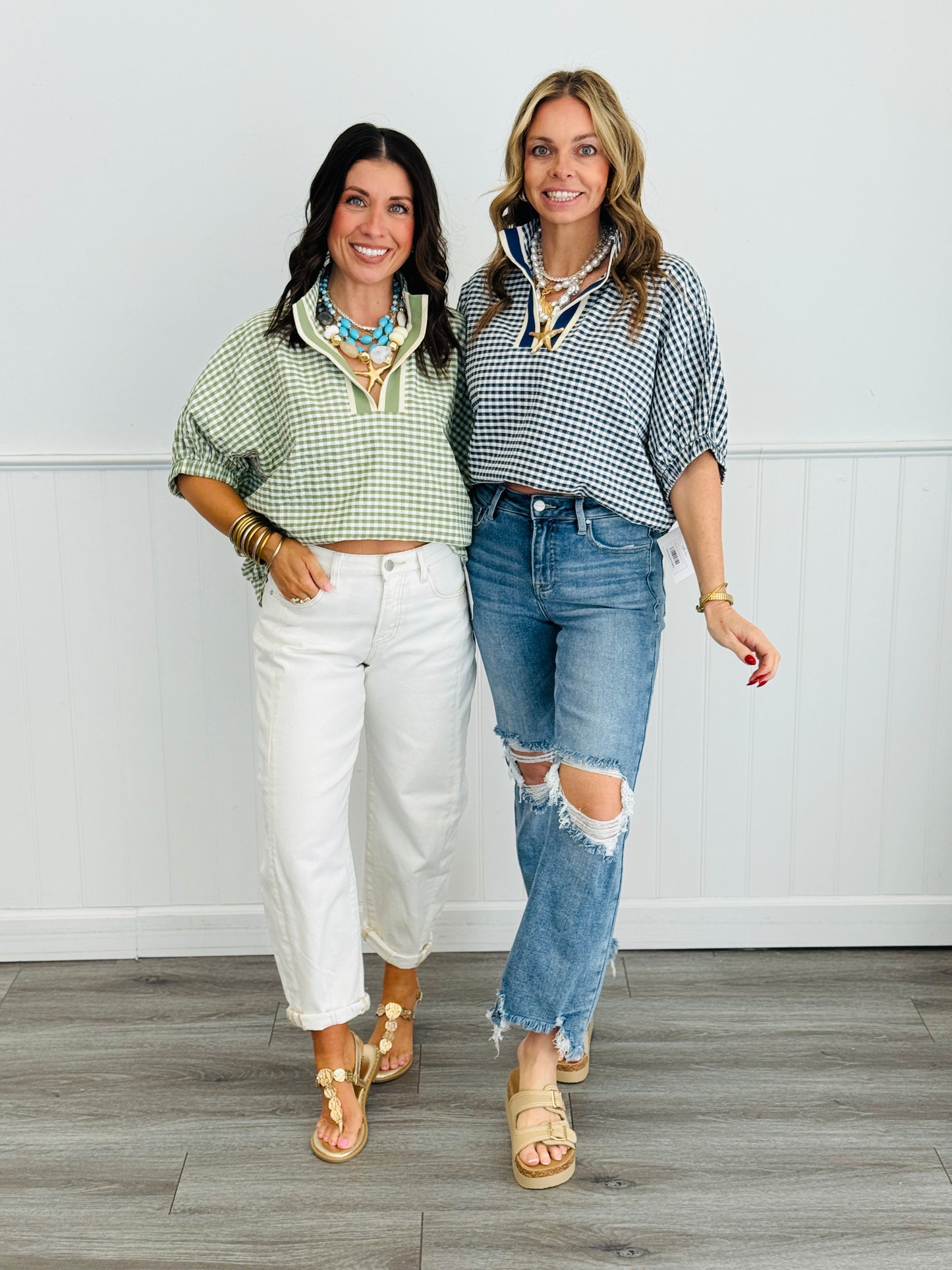 Gingham Dolman Sleeve Blouse (Reg & Plus)-2 Colors