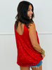 Red Sequin Sleeveless Blouse (Reg. and Plus)