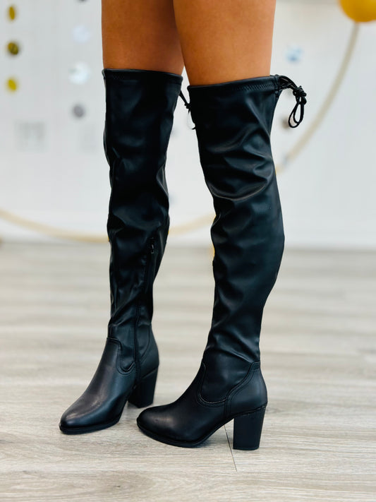 Black Take Action Over The Knee Boots