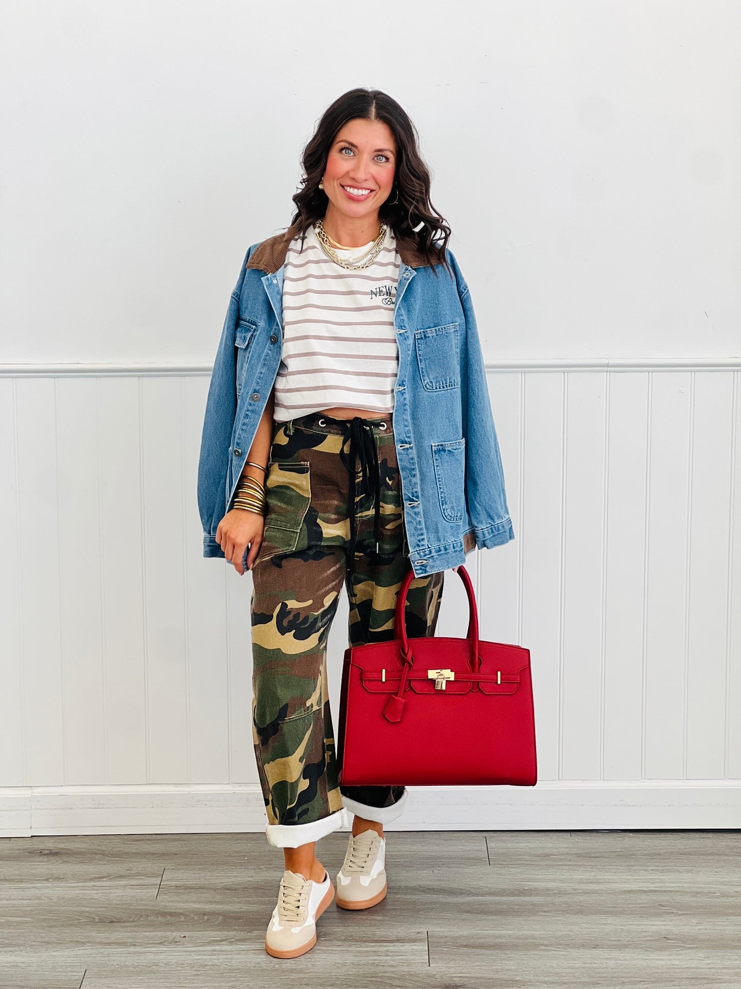 Camouflage Twill Denim Barrel  Pants (Reg.)