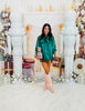 Hunter Green Metallic Bow Tie Blouse (Reg.)