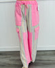 Pink Acid Washed Contrast Stripe Pants (Reg & Plus)