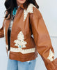 Sienna Brown Faux Leather Studded Jacket (Reg.)