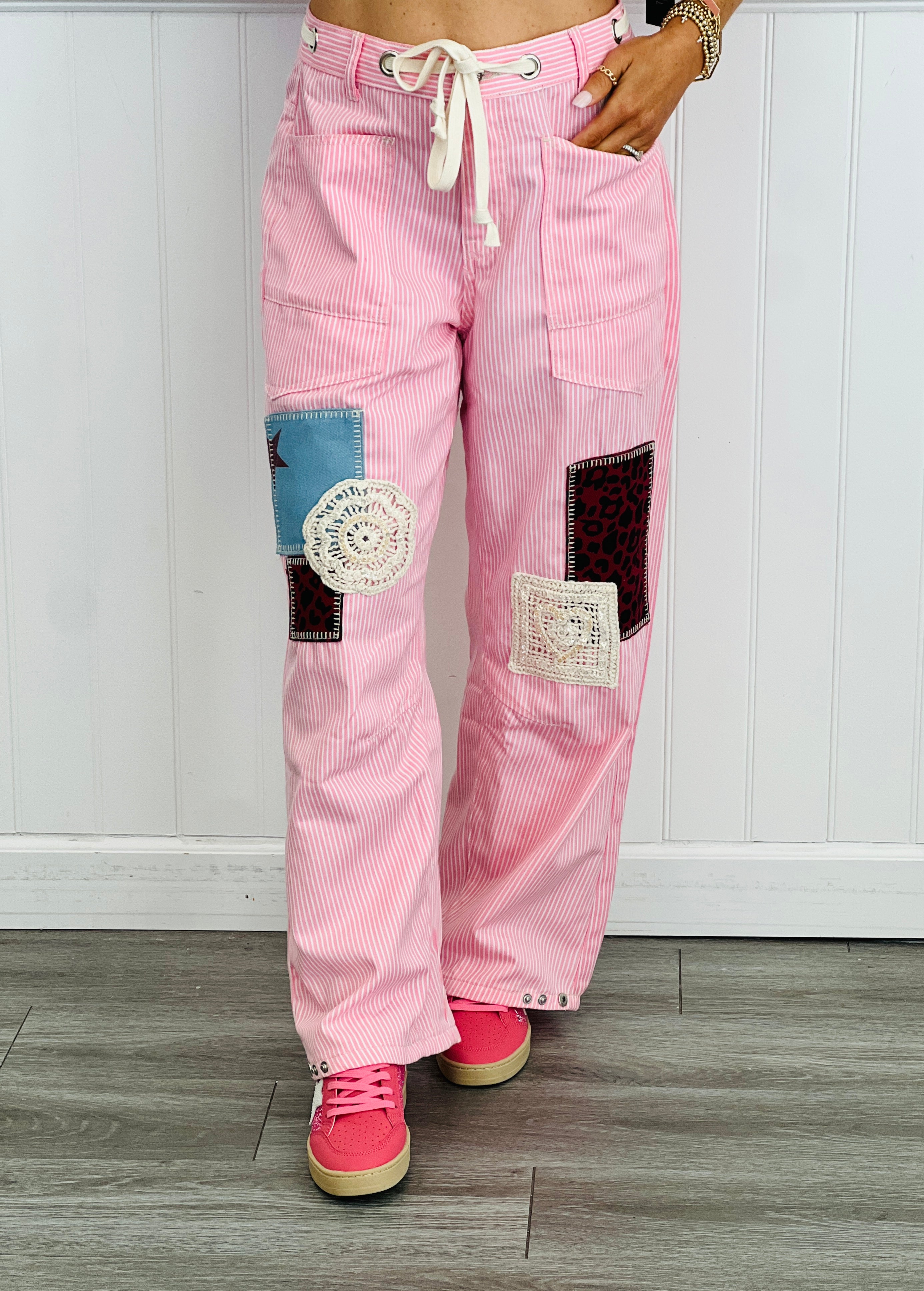 パンツ ayakawasaki quilting pants pink POL Pink Striped Denim & Twill Pants (Reg.) – Walker Rose Boutique