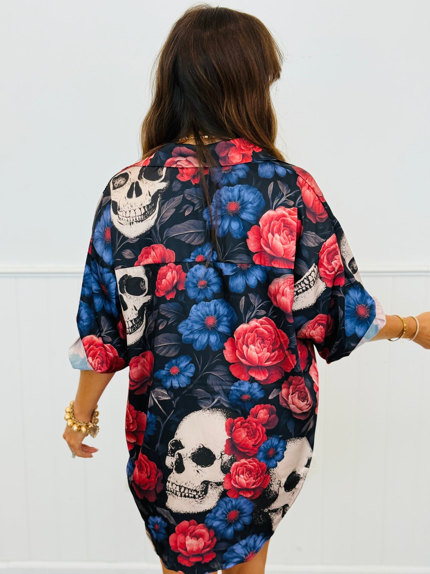 Day Of The Dead Button Down Blouse (Reg. and Plus)