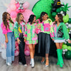 Queen Of Sparkles Licensed Pink/Green Glinda & Elphaba Profile Skirt (Reg. and Plus)